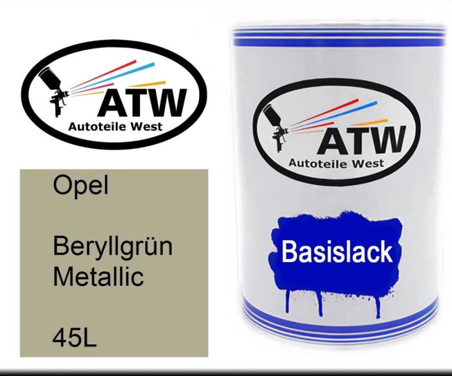 Opel, Beryllgrün Metallic, 45L: 500ml Lackdose, von ATW Autoteile West.